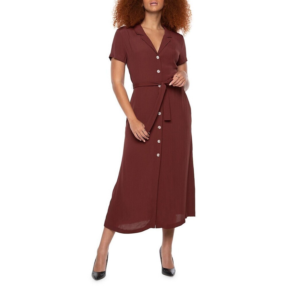 Dex Women's Belted Maxi Shirt Dress Terracotta Size S $79
